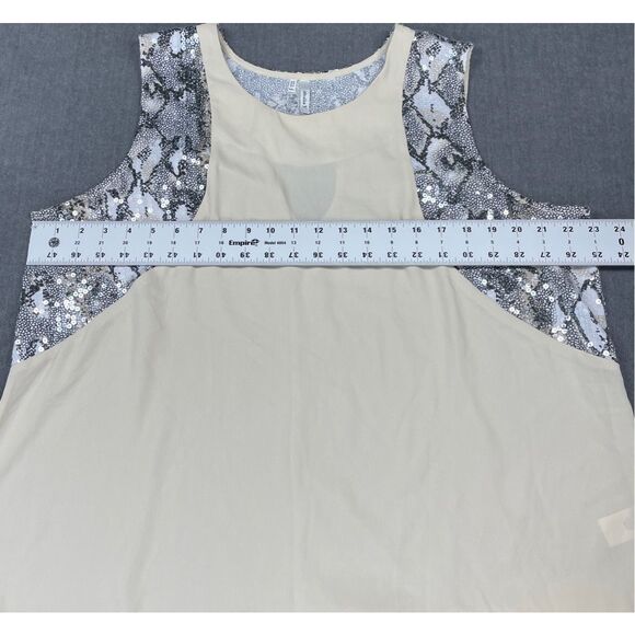 Sequin Snakeskin Tank Top Studio Y Women 2XL Beige Shimmer Sleeveless Workwear - Picture 5 of 10